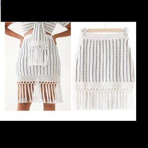 & Other Stories Fringed Crochet Mini Skirt NWT xs